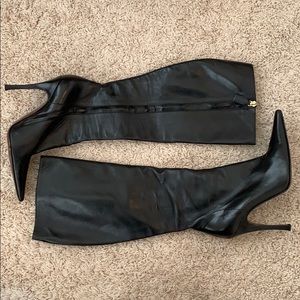 Dolce & Gabbana, Black Leather Knee Boots, 39.5!!